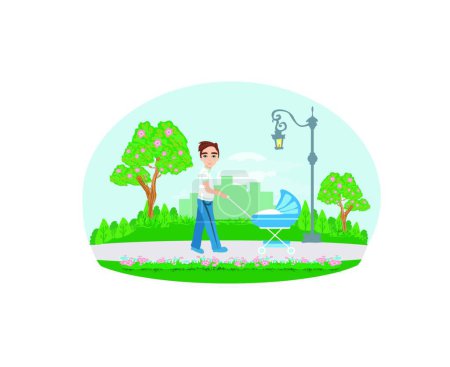 Illustration for Father on walk with child in the park - Royalty Free Image