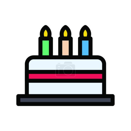 Téléchargez les illustrations : "bougies et icône de gâteau illustration vectorielle - en licence libre de droit