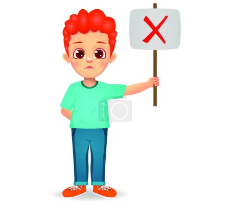 Illustration for "cute boy showing wrong sign" - Royalty Free Image