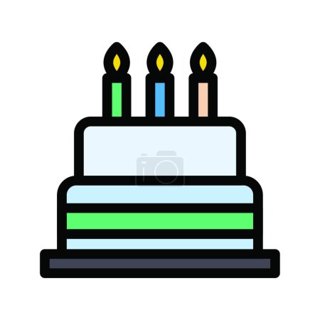 Téléchargez les illustrations : Icône de gâteau d'anniversaire, illustration vectorielle - en licence libre de droit