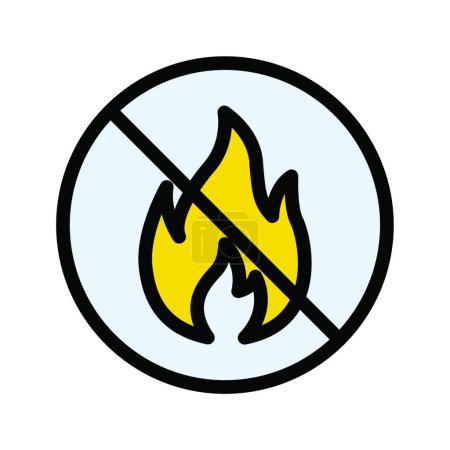 Téléchargez les illustrations : Feu interdit, panneau d'avertissement interdit de feu de camp - en licence libre de droit