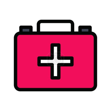 Téléchargez les illustrations : First aid medical emergency kit web icon vector illustration - en licence libre de droit
