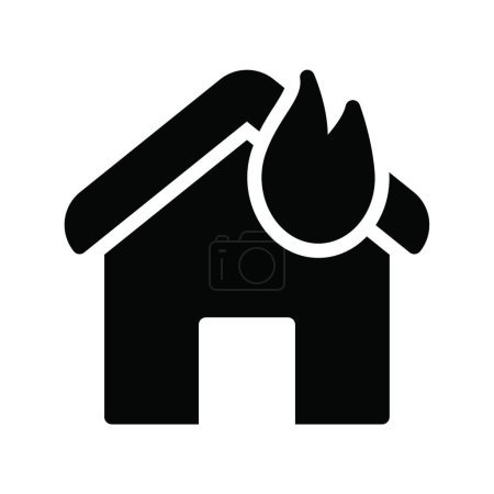 Téléchargez les illustrations : "maison en flamme "illustration vectorielle icône web - en licence libre de droit