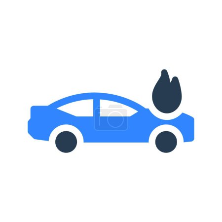Téléchargez les illustrations : Icône de voiture brûlante, illustration vectorielle - en licence libre de droit