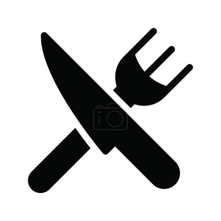 Téléchargez les illustrations : "illustration vectorielle d'icône couteau et fourchette - en licence libre de droit