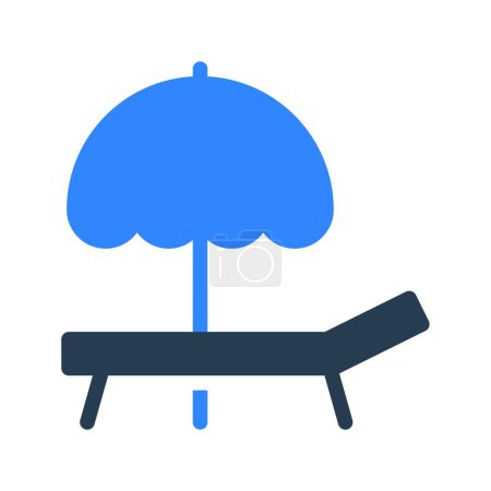 Illustration for Deckchair with umbrella, simple vector illustration - Royalty Free Image