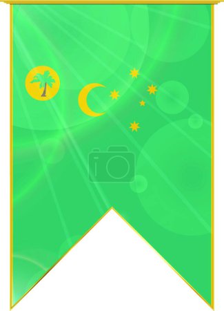 Illustration for Cocos Islands ribbon flag, web simple illustration - Royalty Free Image