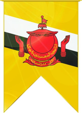 Ilustración de Bandera de cinta Brunei, ilustración simple web - Imagen libre de derechos