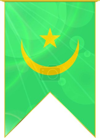 Illustration for Mauritania ribbon flag, web simple illustration - Royalty Free Image