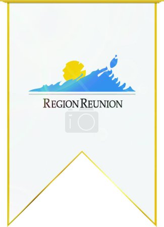 Illustration for Region Reunion ribbon flag, web simple illustration - Royalty Free Image