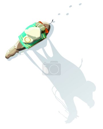 Illustration for Arab man riding a camel, graphic vector illustration - Royalty Free Image