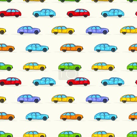 Illustration for Cartoon cars pattern vector illustration - Royalty Free Image