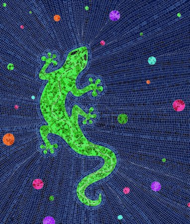Téléchargez les illustrations : "Mosaïque Gecko "illustration vectorielle graphique - en licence libre de droit