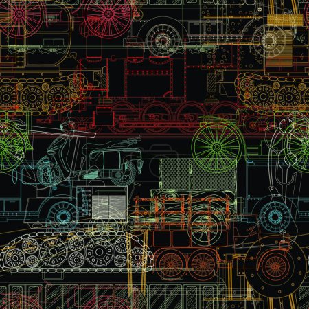 Illustration for "Vehicles pattern", graphic vector illustration - Royalty Free Image