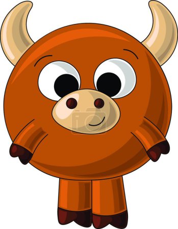Illustration for "Cute drawn brown bull in cartoon style" - Royalty Free Image