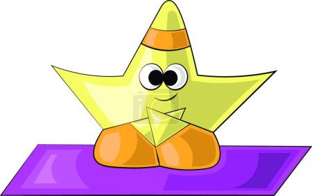 Illustration for "Cartoon cute yellow little star does yoga" - Royalty Free Image