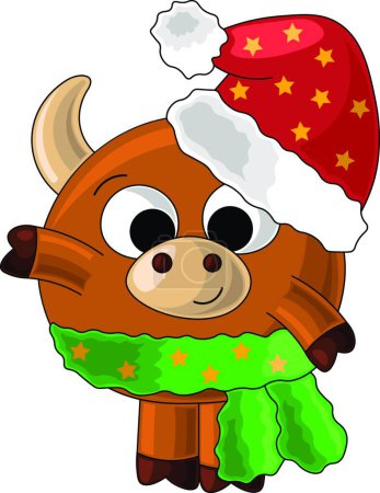 Ilustración de Lindo icono de Año Nuevo toro. ilustración vectorial - Imagen libre de derechos