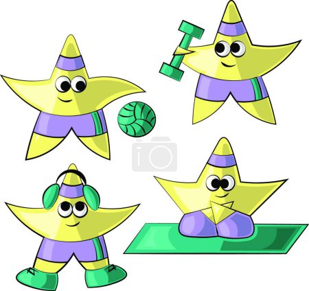 Illustration for "Cartoon cute stars for a healthy lifestyle" - Royalty Free Image