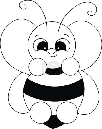 Téléchargez les illustrations : Icône d'abeille de dessin animé, illustration vectorielle graphique - en licence libre de droit