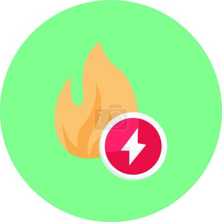 Ilustración de Simple icono colorido de llama fogata - Imagen libre de derechos