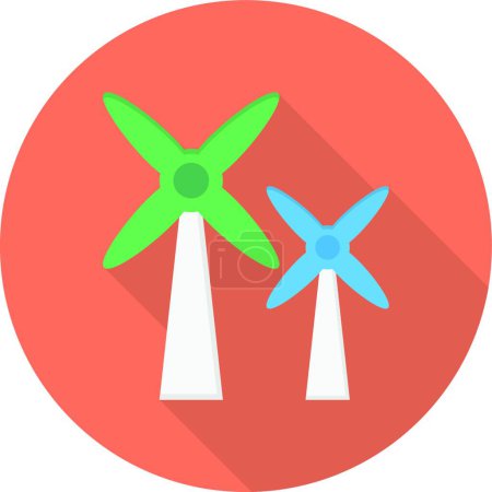 Téléchargez les illustrations : Illustration graphique créative de moulin à vent, concept d'énergie alternative - en licence libre de droit