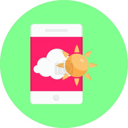 Téléchargez les illustrations : "météo mobile "illustration vectorielle icône - en licence libre de droit