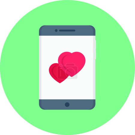 Téléchargez les illustrations : "mobile coeur "icône vectoriel illustration - en licence libre de droit