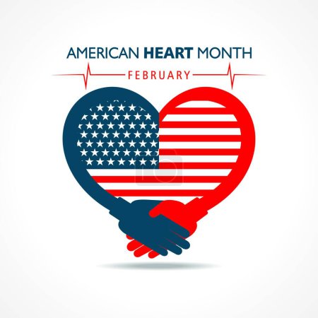 Ilustración de Mes Nacional del Corazón Americano observado en febrero - Imagen libre de derechos