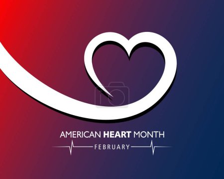 Ilustración de Mes Nacional del Corazón Americano observado en febrero - Imagen libre de derechos