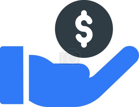 Ilustración de Dólar signo en el icono de la mano, vector de ilustración - Imagen libre de derechos