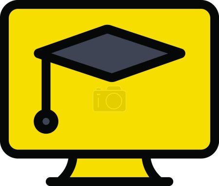 Téléchargez les illustrations : "diplôme en ligne "illustration vectorielle icône web - en licence libre de droit