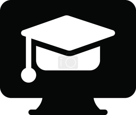 Ilustración de "graduación en línea "icono de ilustración vectorial - Imagen libre de derechos