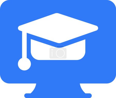 Téléchargez les illustrations : "diplôme en ligne "illustration vectorielle icône - en licence libre de droit