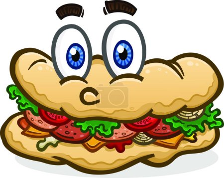 Illustration for Submarine Sandwich Cartoon Character Illustration - Royalty Free Image