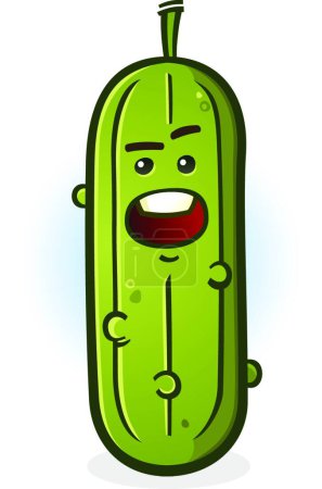 Illustration for A Perplexed Pickle Cartoon Character Giving a Look of Confusion - Royalty Free Image