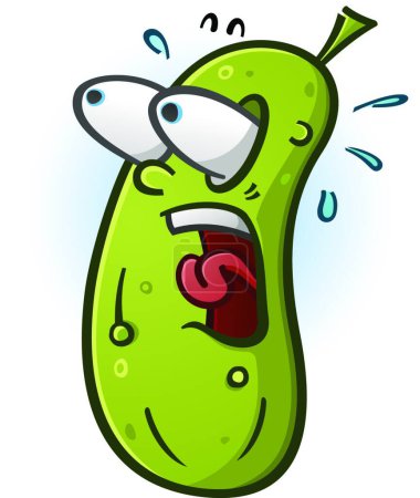 Illustration for Pickle Startled Cartoon Character With Bug Eyes - Royalty Free Image