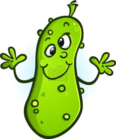Illustration for Childlike Pickle Cartoon Character Waving his Hands - Royalty Free Image