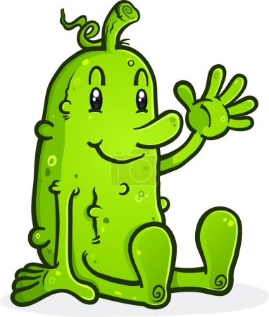 Illustration for Pickle cartoon character sitting down relaxing - Royalty Free Image