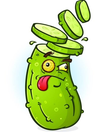 Illustration for Sliced Head Pickle Cartoon Character - Royalty Free Image