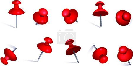 Illustration for Set of red paper pins vector illustration - Royalty Free Image