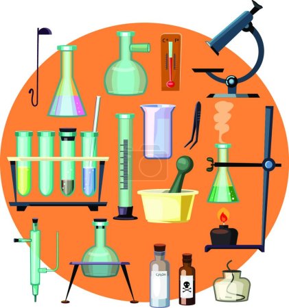 Illustration for "Laboratory equipment set, graphic vector illustration" - Royalty Free Image