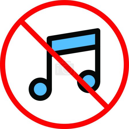 Téléchargez les illustrations : Musique interdite, illustration vectorielle simple - en licence libre de droit