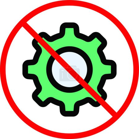 Illustration for Not allowed gear, simple vector illustration - Royalty Free Image