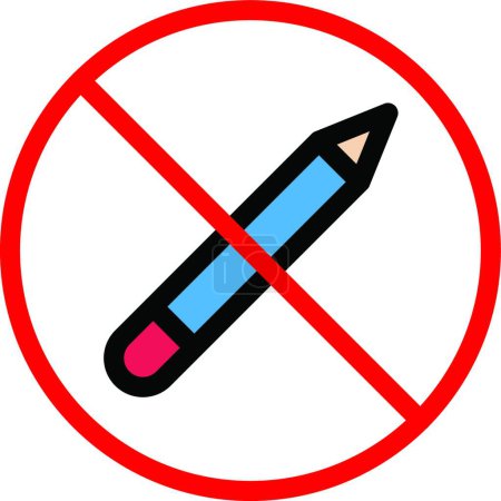 Téléchargez les illustrations : Crayon stop, illustration vectorielle simple - en licence libre de droit
