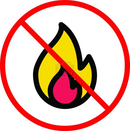 Ilustración de Fuego no permitido, señal de advertencia prohibida de fogata - Imagen libre de derechos