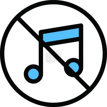 Téléchargez les illustrations : Musique interdite, illustration vectorielle simple - en licence libre de droit
