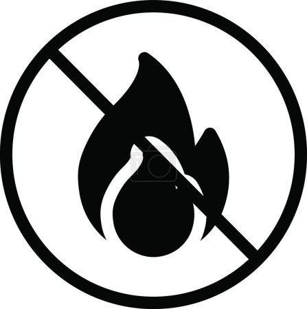 Illustration for Not allowed fire, prohibited warning sign of campfire - Royalty Free Image