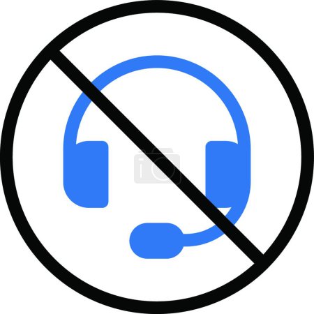 Illustration for Not allowed headphone, simple vector illustration - Royalty Free Image