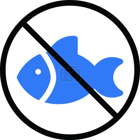 Téléchargez les illustrations : Stop pêche icône vectoriel illustration - en licence libre de droit