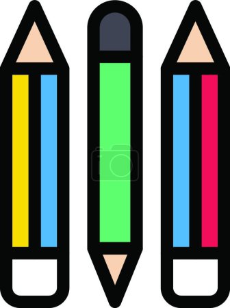 Téléchargez les illustrations : Crayons icône vecteur illustration - en licence libre de droit